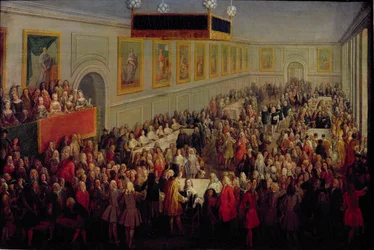 Feest na de kroning van Lodewijk XV (1710-74) in het Palais Archiepiscopal in Reims, 25 oktober 1722, 1722